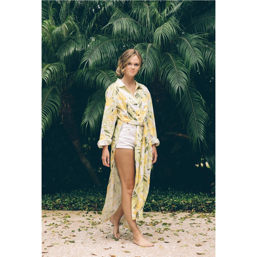Aloha Marina Hanalei Shirt Dress - White with design